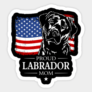 Proud patriotic Labrador Mom American Flag dog Sticker